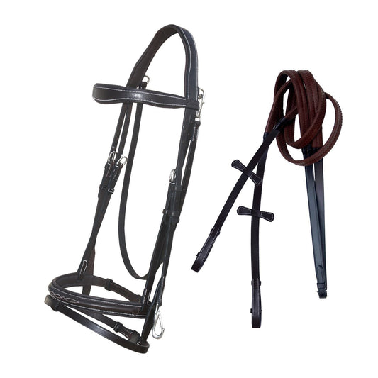 ExionPro Snap Snaffle Jumping Bridle with Rubber Reins