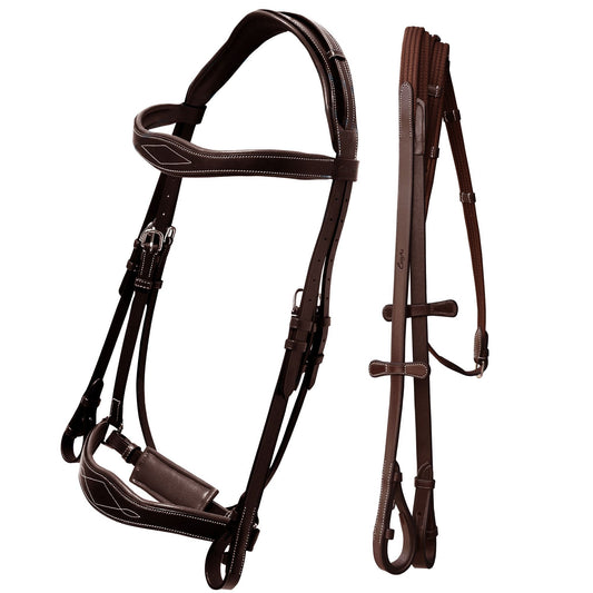 ExionPro Broad Wave Shape Designer Fancy Dressage Bridle & Web Reins