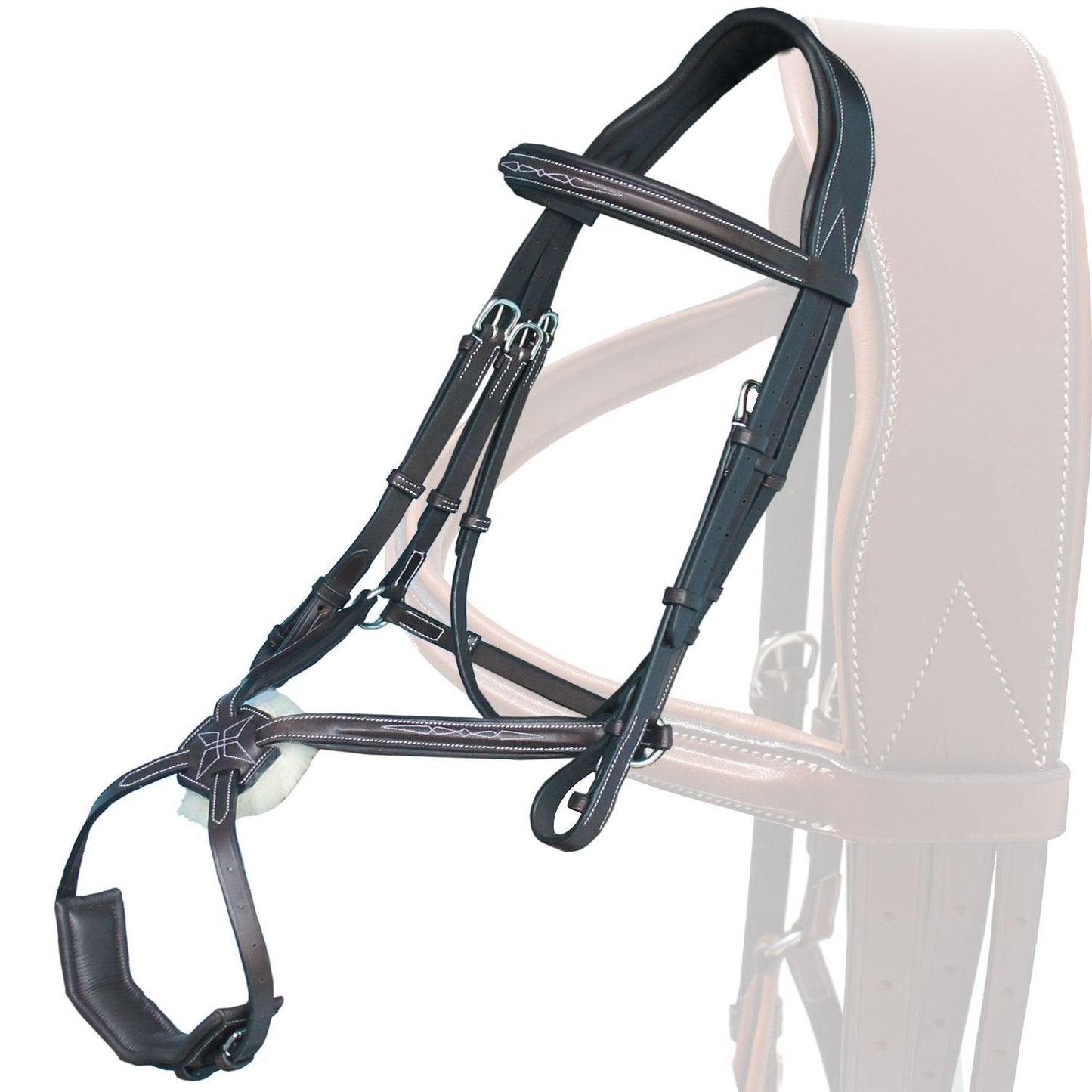 ExionPro Broad Crownpiece Designer Fully Adjustable Figure 8 Bridle with Reins