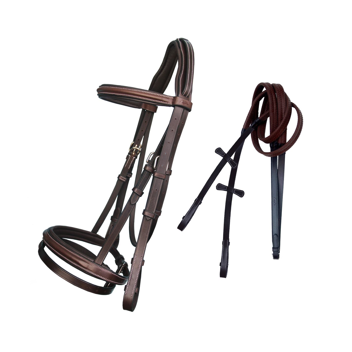 ExionPro Pressure Relief Crown Raised Padded Jumping Bridle with Reins