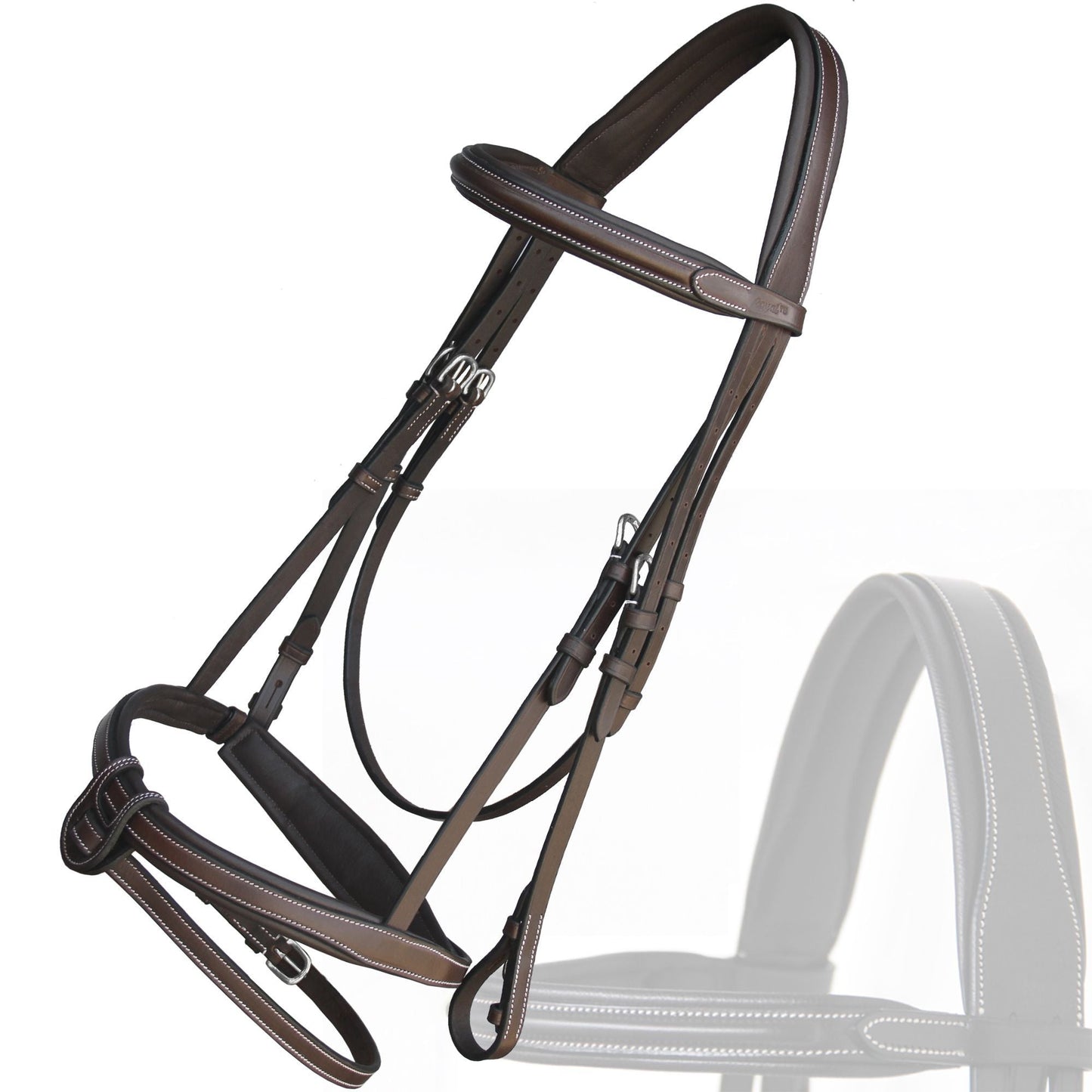 Replacement Crownpiece of ExionPro Fully Padded Snaffle Bridle with U Shaped Detachable Flash