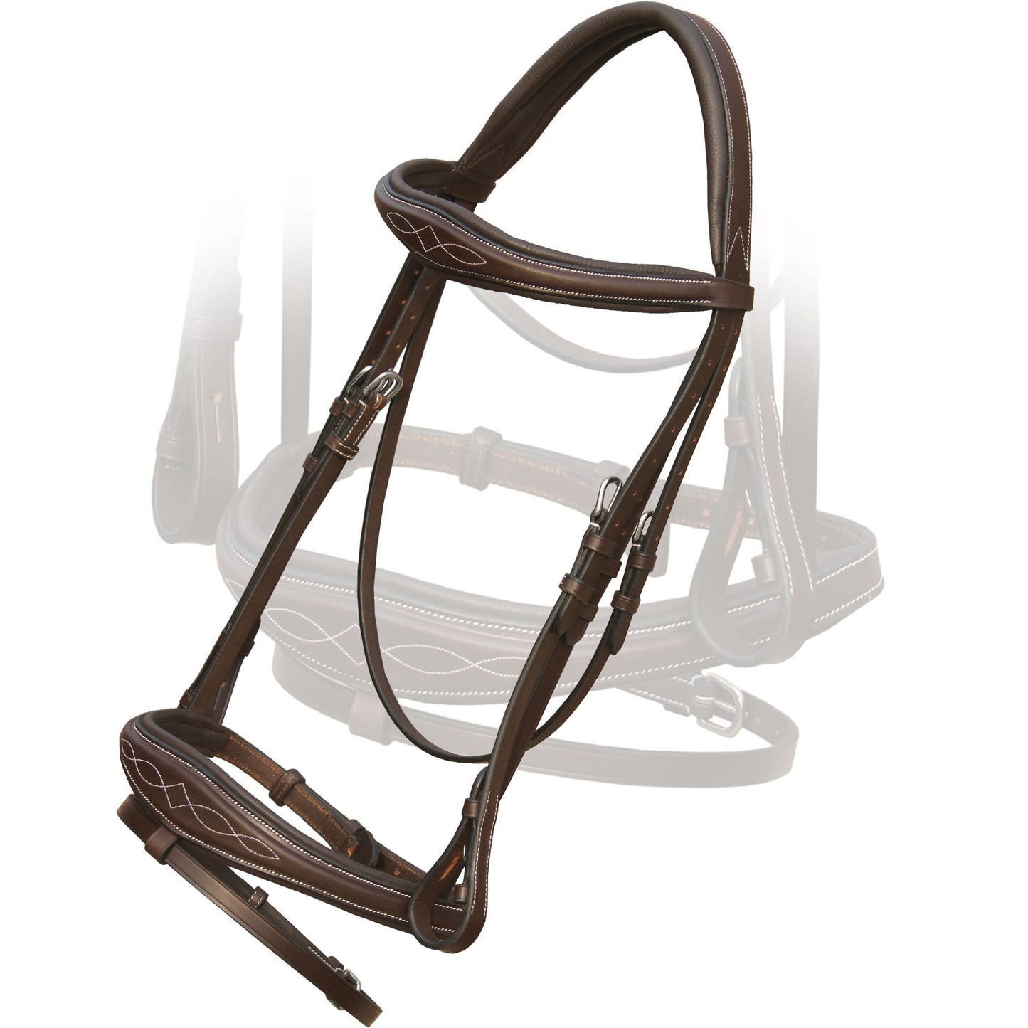 ExionPro Fancy Stitched Raised Anatomical Bridle with Rubber Reins