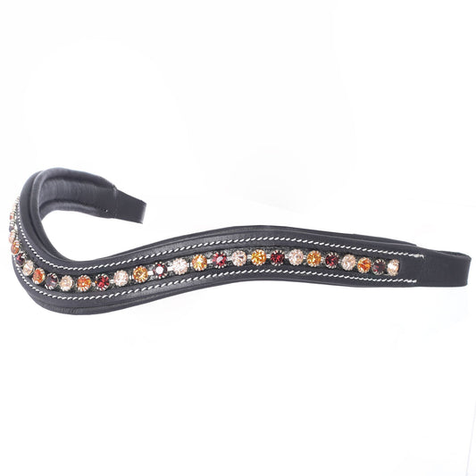 ExionPro Elegant Soft Padded Light Peach, Burgundy, Topaz Colored Crystal Browband