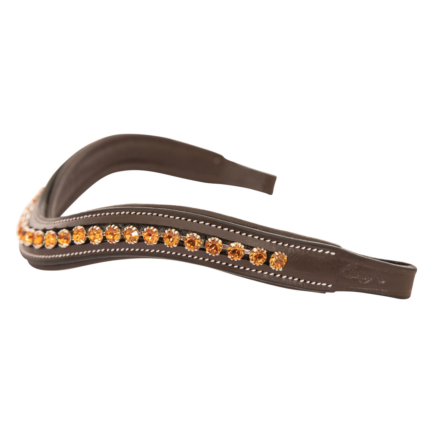 ExionPro Elegant Deep Curved Soft Padded Topaz Crystal Decorated Browband