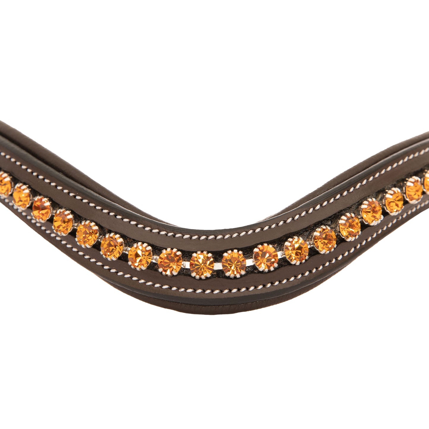 ExionPro Elegant Deep Curved Soft Padded Topaz Crystal Decorated Browband