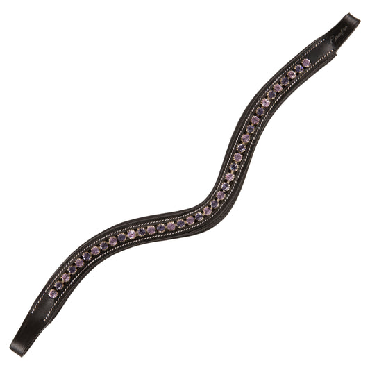 ExionPro Elegant Deep Curved Soft Padded Tanzanite, Violet Colored Crystal Decorated Browband