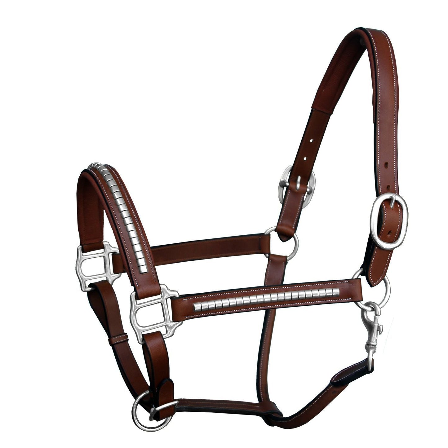 ExionPro Clincher Leather Halter - Brass Nickel Hardware