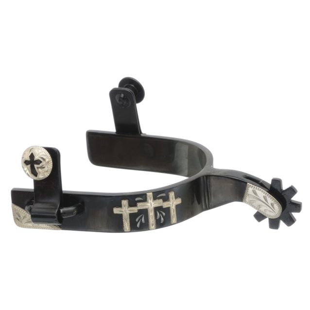 Tough-1 Black Steel Triple Cross Spurs