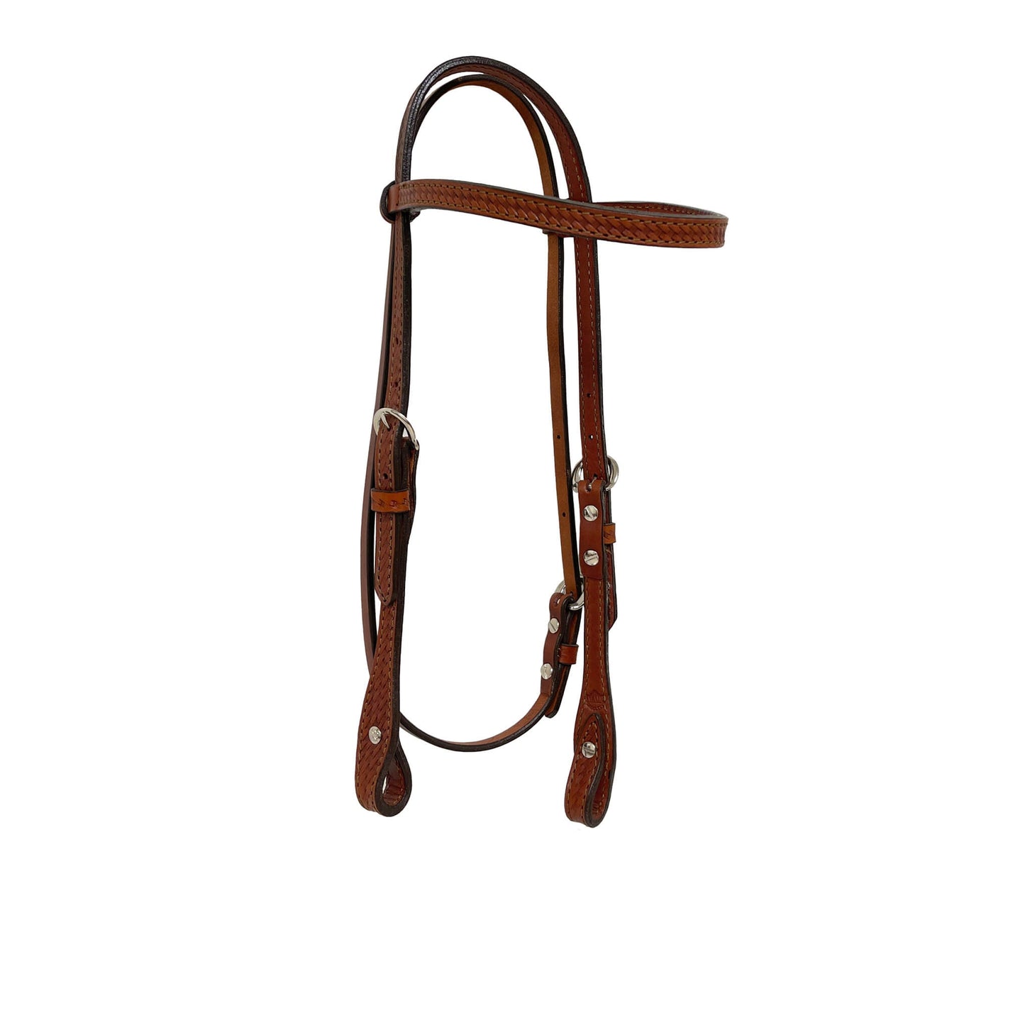 2015-TK 1/2" Straight broadband headstall toast leather basket tooled