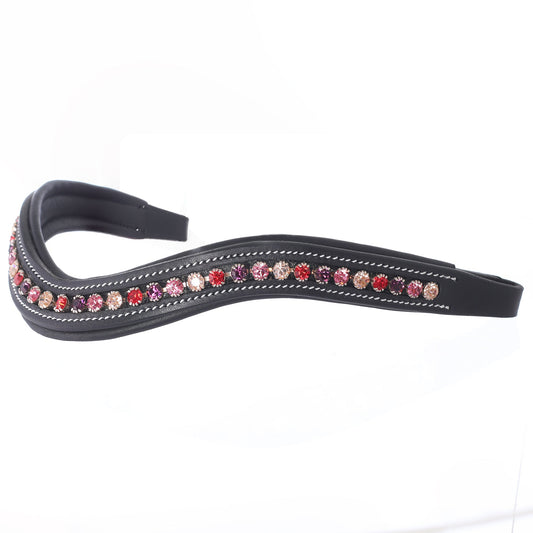 ExionPro Elegant Soft Padded Light Peach, Rose, Fuchsia, Light Siam Colored Crystal Browband