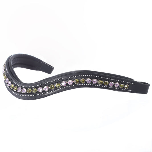 ExionPro Elegant Deep Curved Soft Padded Olivine, Violet Colored Crystal Browband