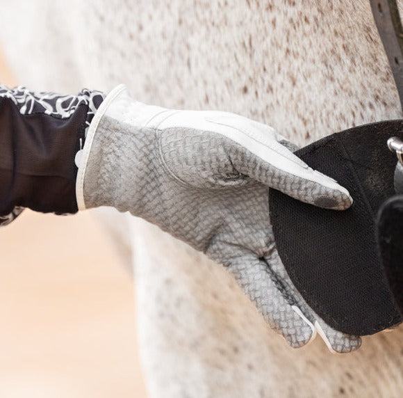 Oil-Tac Copper Tech™️ Leather Premium Riding Glove in White