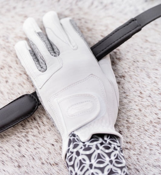 Oil-Tac Copper Tech™️ Leather Premium Riding Glove in White