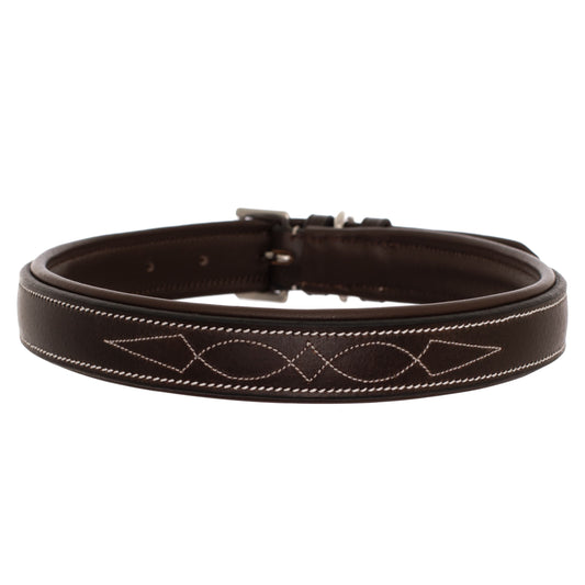 ExionPro Fancy Stitched Padded Leather Dog Collar - Havana Padding