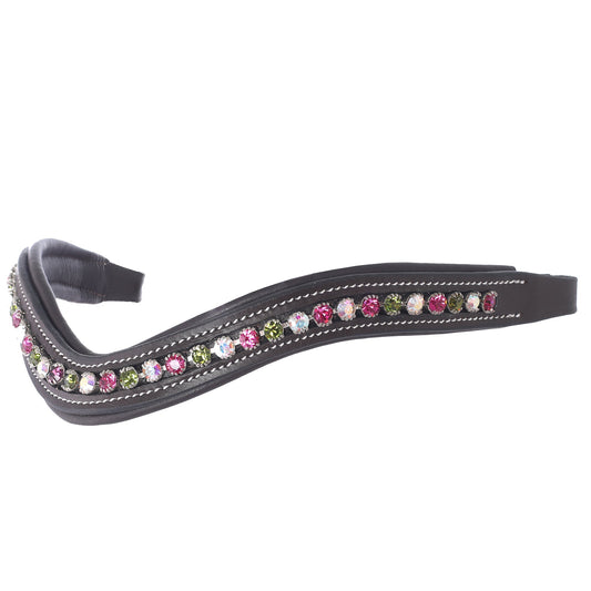 ExionPro Elegant Soft Padded Fuchsia,Crystal Aurore Boreale, Olivine Colored Crystal Browband