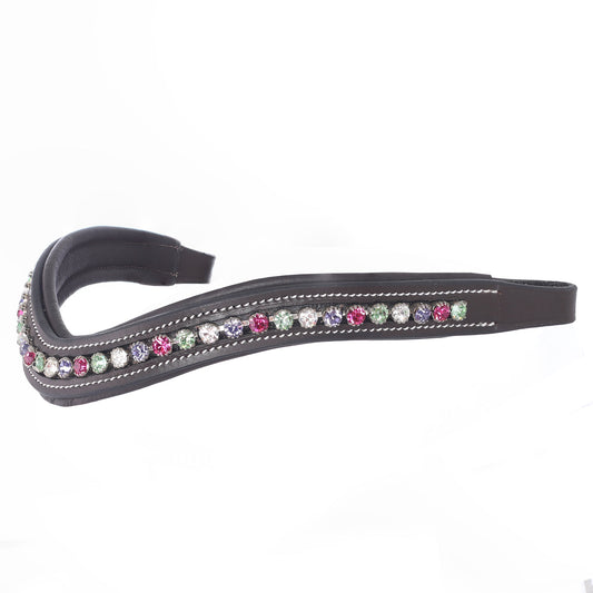 ExionPro Elegant Soft Padded Peridot, Fuchsia, Tanzanite, Clear Crystal Browband