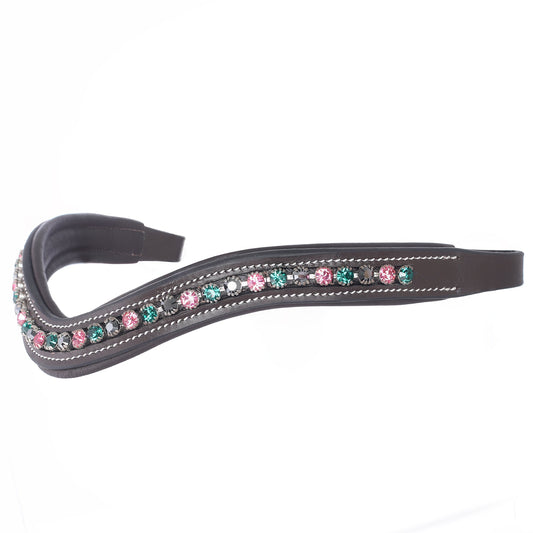 ExionPro Elegant Soft Padded Rose, Emerald, Jet Hematite Colored Crystal Browband