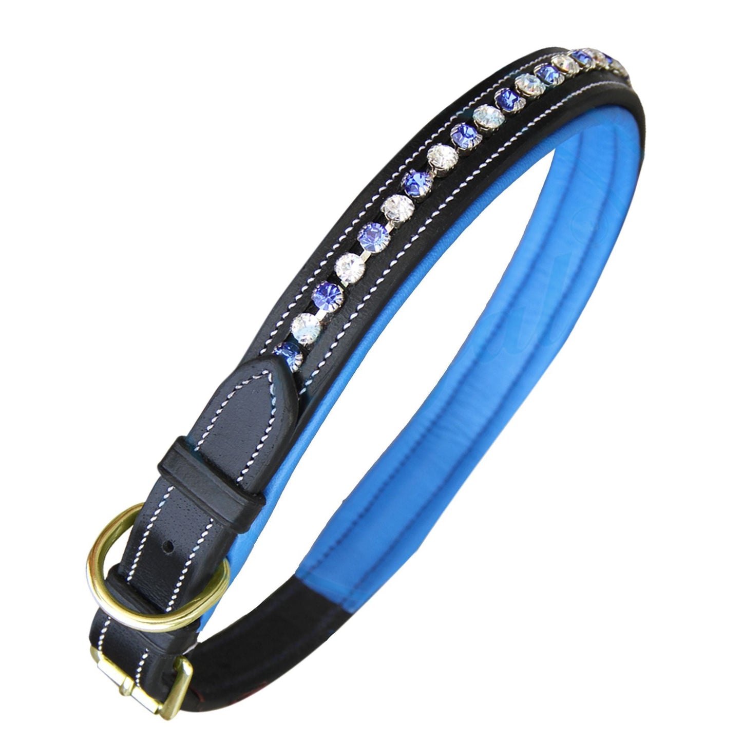 ExionPro White & Blue Bling Dog Collar