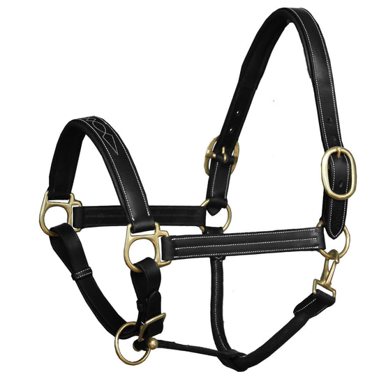 ExionPro Triple Stitched Leather Halter - Brass Hardware