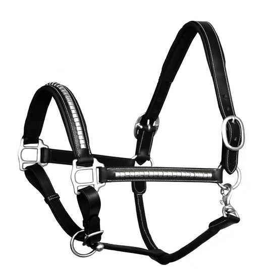 ExionPro Clincher Leather Halter - Brass Nickel Hardware