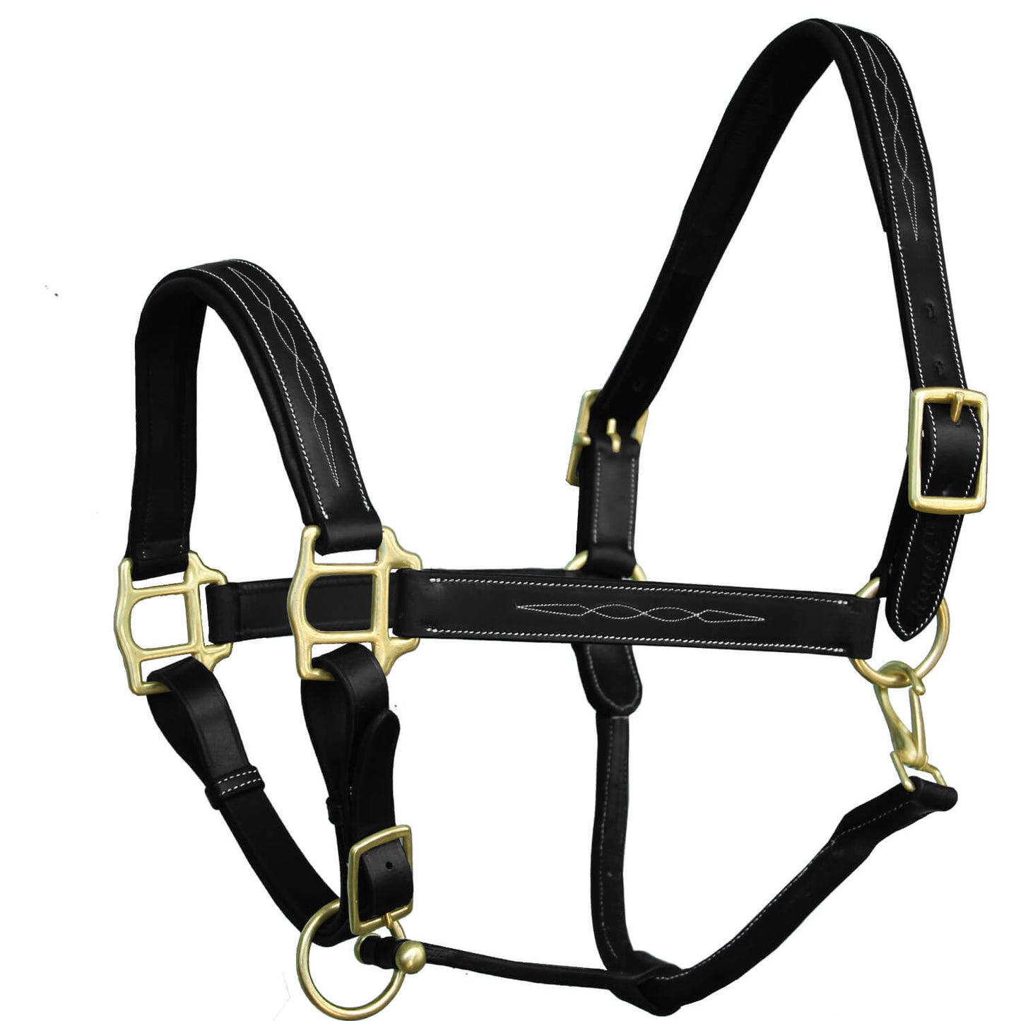 ExionPro Fancy Stitched Leather Halter - Brass Hardware