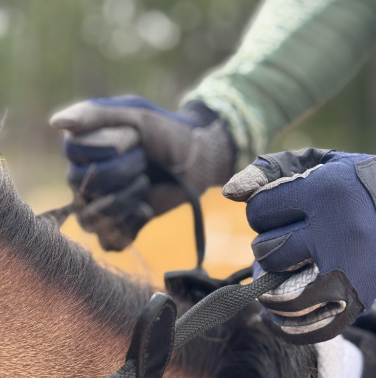 Oil-Tac Copper Tech™️ Leather Premium Riding Glove in Navy