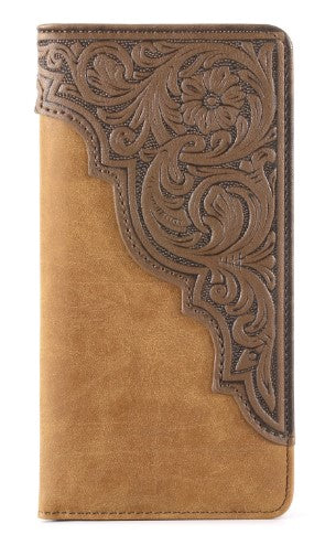 Montana West Embossed Floral Men's Bifold Long PU Leather Wallet