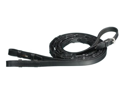 Extra Long Laced Reins - Black