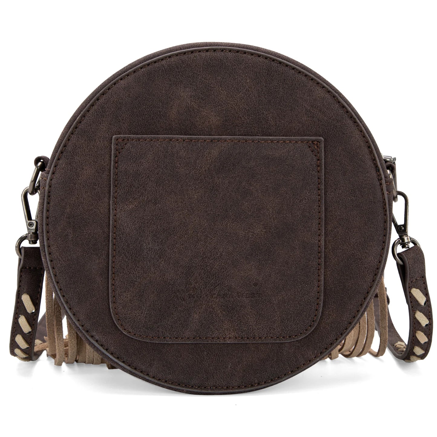 Montana West Tooling Collection Crossbody Circle Bag - Coffee