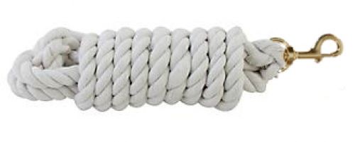 White Cotton Lead Rope - 8' Long with Brass Snap